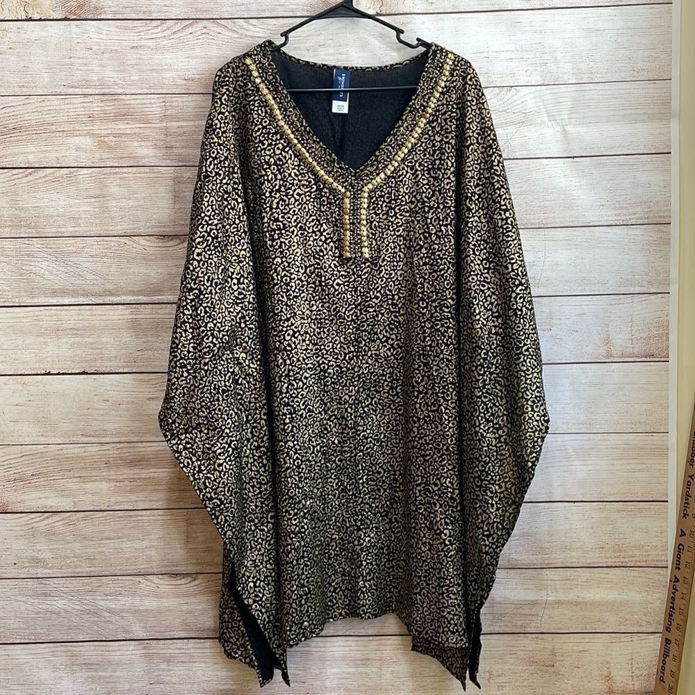 SWIMSUITS FOR ALL BLACK AND GOLD METALLIC COVERUP